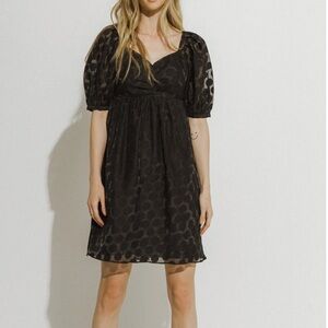 Black Polkadot Babydoll mini dress English Factory Large